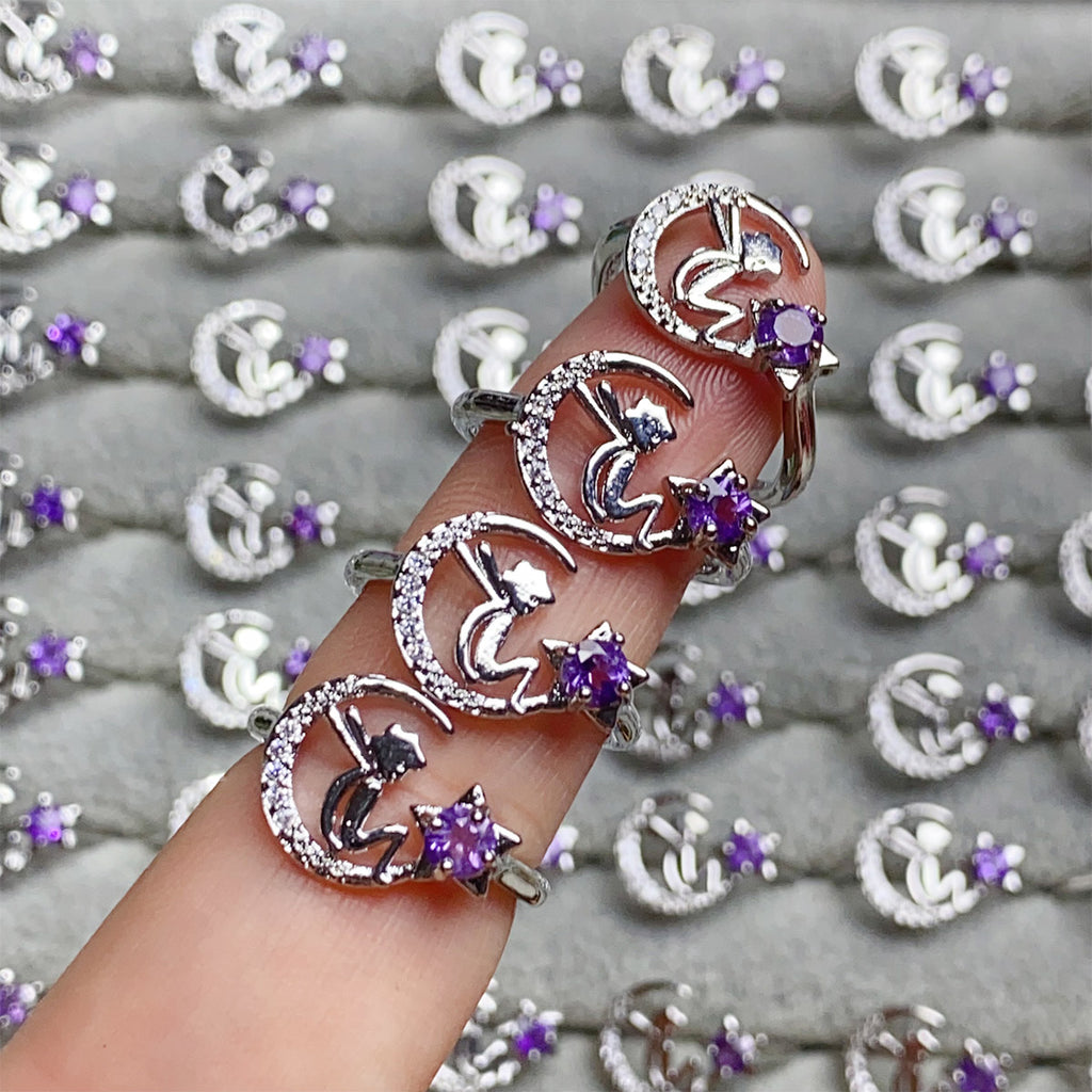 Amethyst Crystal Adjustable Rings $10/3PCS