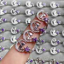 Load image into Gallery viewer, Amethyst Crystal Adjustable Rings $10/3PCS