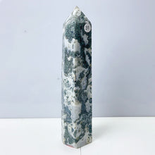 Load image into Gallery viewer, Moss Agate Crystal Tower Stone Meditation Spiritual Healing Crystals Feng Shui Room Decortion