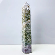 Load image into Gallery viewer, Moss Agate Crystal Tower Stone Meditation Spiritual Healing Crystals Feng Shui Room Decortion