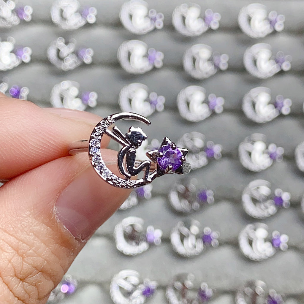 Amethyst Crystal Adjustable Rings $10/3PCS