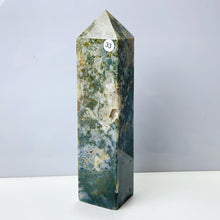 Load image into Gallery viewer, Moss Agate Crystal Tower Stone Meditation Spiritual Healing Crystals Feng Shui Room Decortion