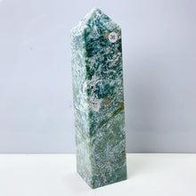 Load image into Gallery viewer, Moss Agate Crystal Tower Stone Meditation Spiritual Healing Crystals Feng Shui Room Decortion