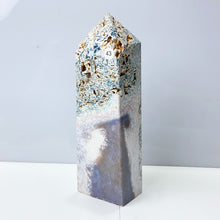 Load image into Gallery viewer, Moss Agate Crystal Tower Stone Meditation Spiritual Healing Crystals Feng Shui Room Decortion