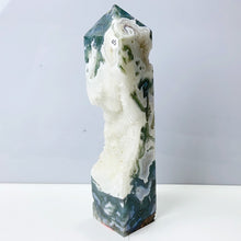 Load image into Gallery viewer, Moss Agate Crystal Tower Stone Meditation Spiritual Healing Crystals Feng Shui Room Decortion