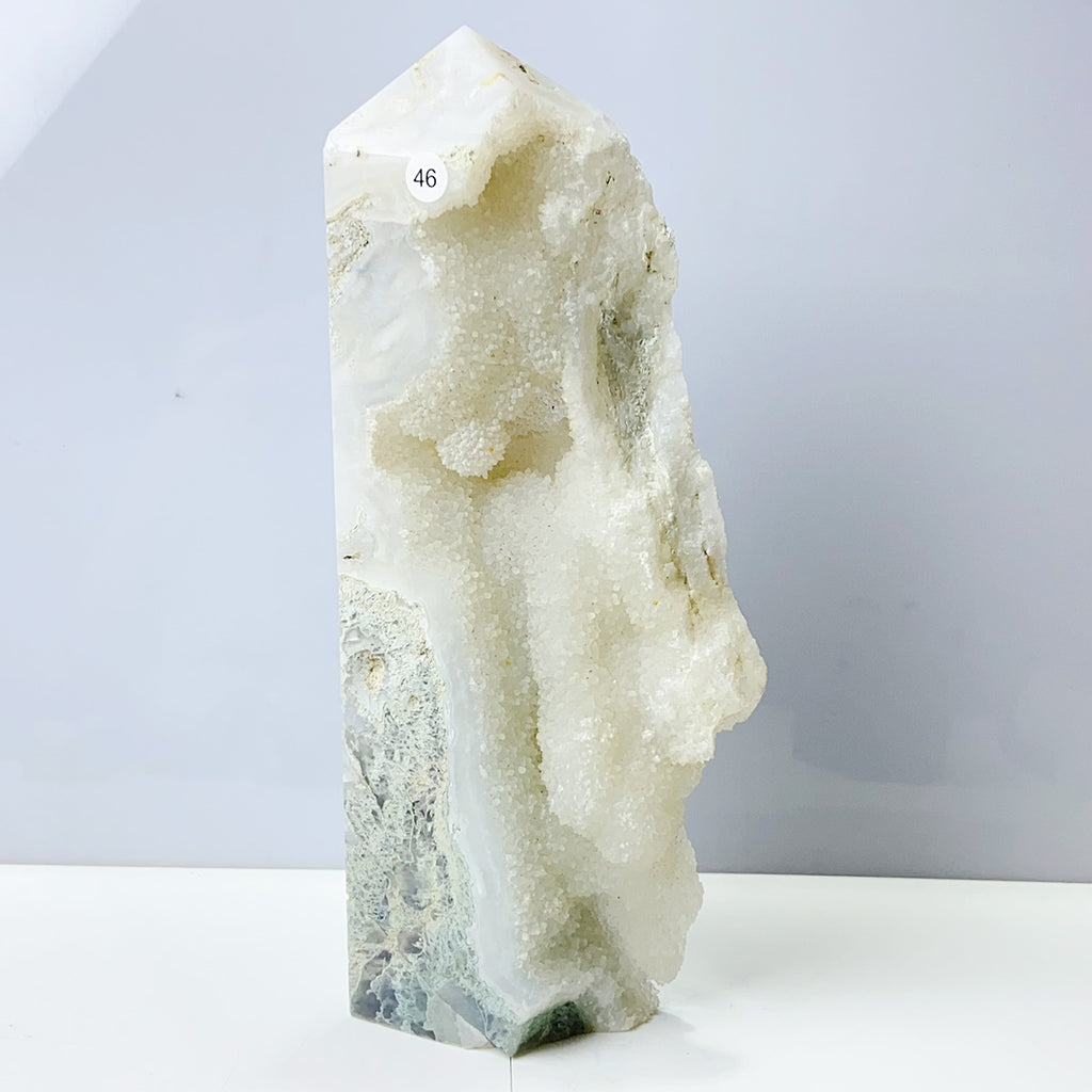 Moss Agate Crystal Tower Stone Meditation Spiritual Healing Crystals Feng Shui Room Decortion