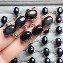 Load image into Gallery viewer, Rainbow obsidian Crystal Adjustable Rings $10/4PCS