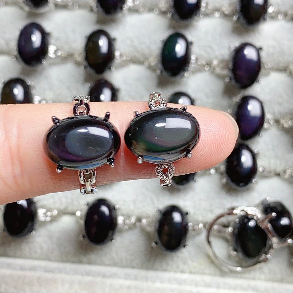 Rainbow obsidian Crystal Adjustable Rings $10/4PCS