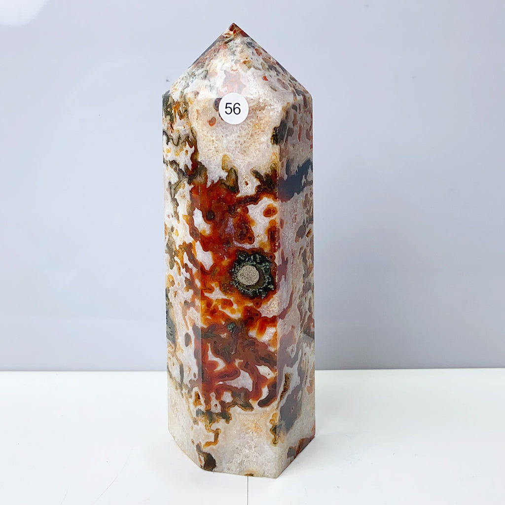 Moss Agate Crystal Tower Stone Meditation Spiritual Healing Crystals Feng Shui Room Decortion