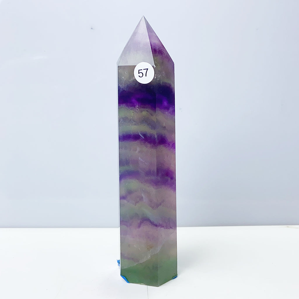 Silk Fluorite Tower Reiki Crystal Healing Energy Gemstone Quartz Home Ornaments