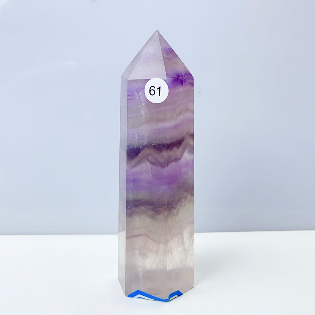 Silk Fluorite Tower Reiki Crystal Healing Energy Gemstone Quartz Home Ornaments