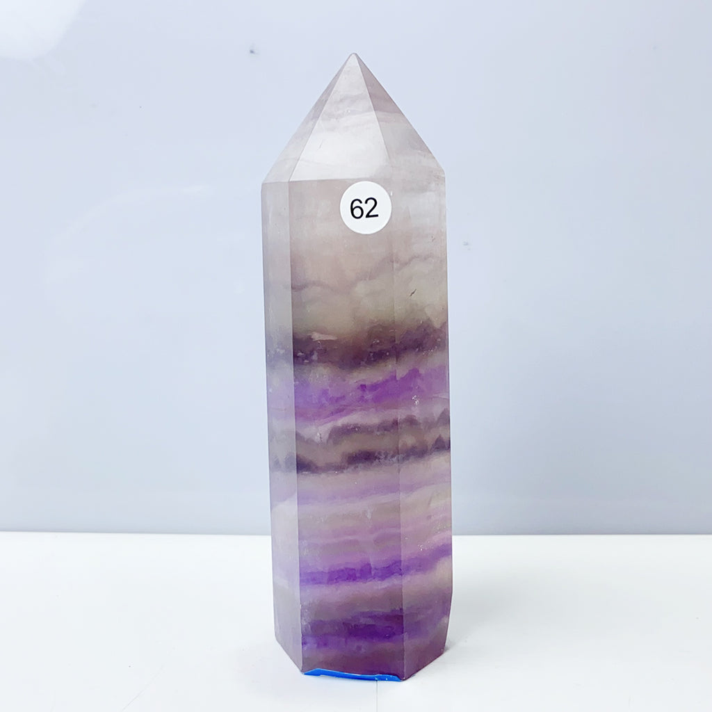 Silk Fluorite Tower Reiki Crystal Healing Energy Gemstone Quartz Home Ornaments