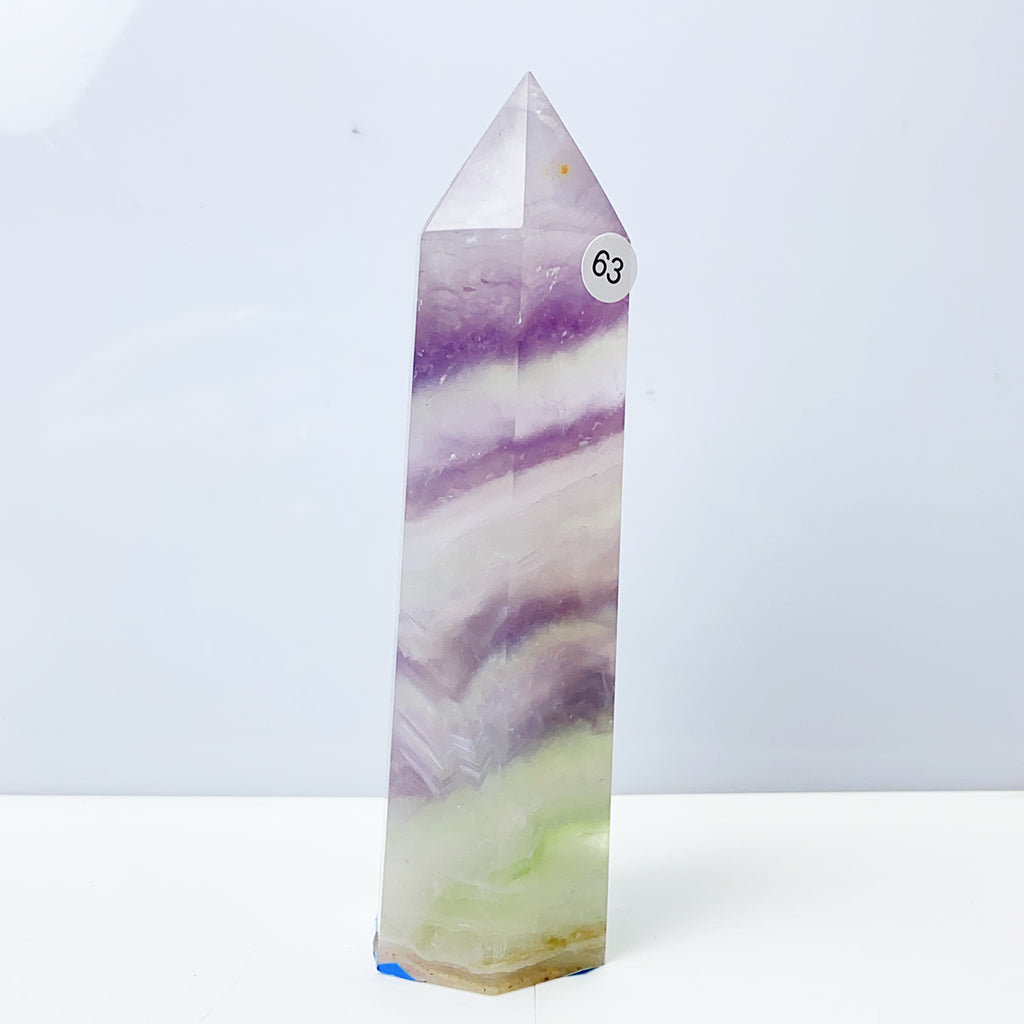 Silk Fluorite Tower Reiki Crystal Healing Energy Gemstone Quartz Home Ornaments