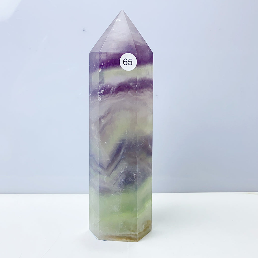 Silk Fluorite Tower Reiki Crystal Healing Energy Gemstone Quartz Home Ornaments