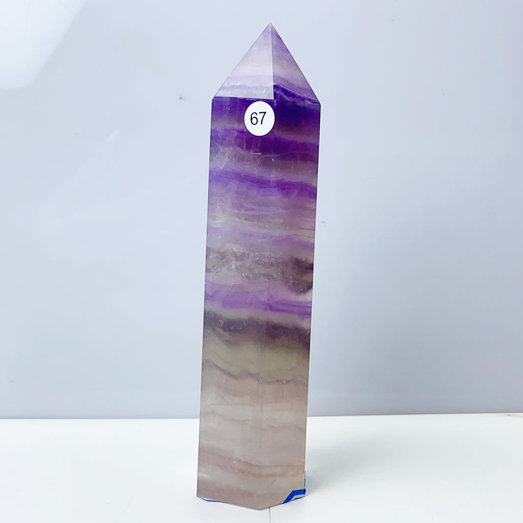 Silk Fluorite Tower Reiki Crystal Healing Energy Gemstone Quartz Home Ornaments