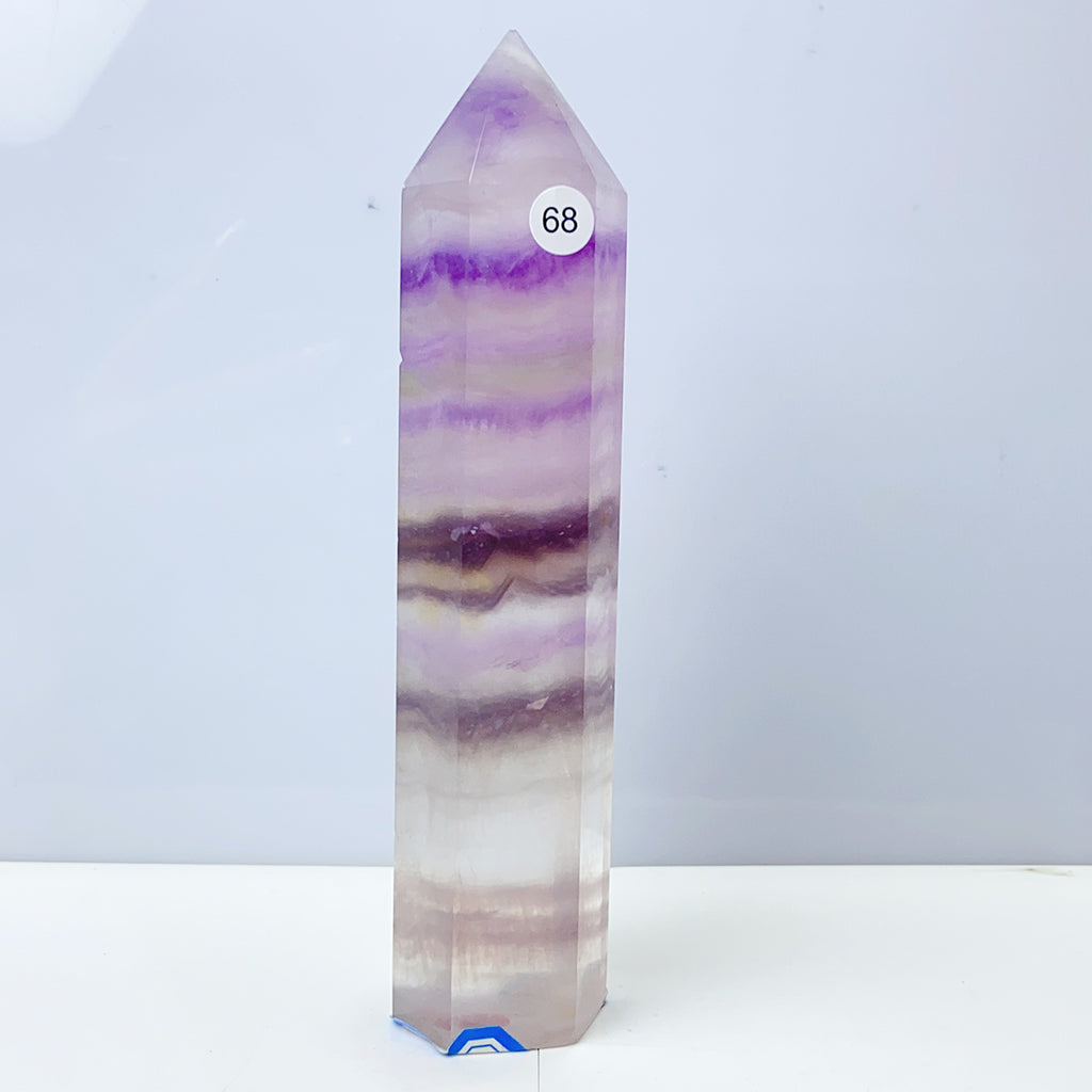 Silk Fluorite Tower Reiki Crystal Healing Energy Gemstone Quartz Home Ornaments