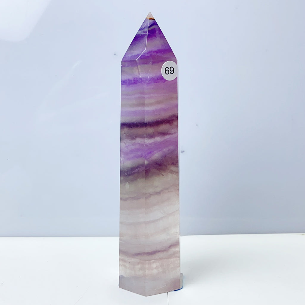 Silk Fluorite Tower Reiki Crystal Healing Energy Gemstone Quartz Home Ornaments