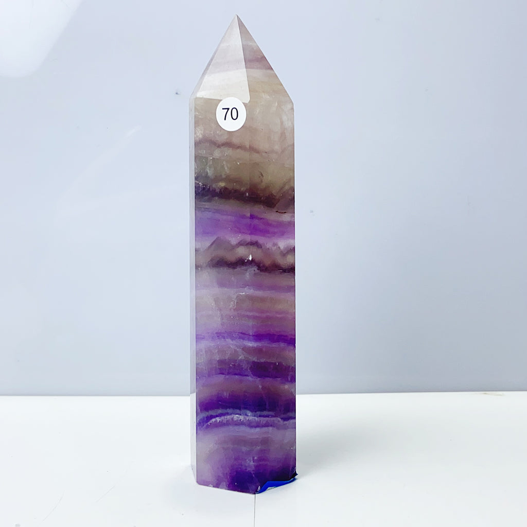 Silk Fluorite Tower Reiki Crystal Healing Energy Gemstone Quartz Home Ornaments