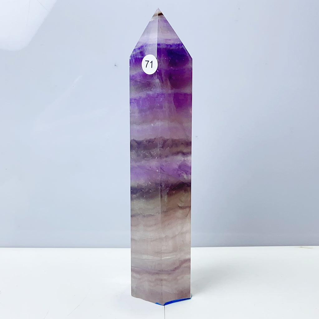 Silk Fluorite Tower Reiki Crystal Healing Energy Gemstone Quartz Home Ornaments