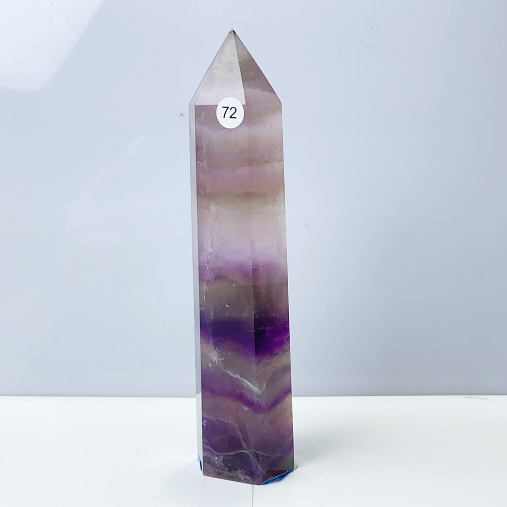 Silk Fluorite Tower Reiki Crystal Healing Energy Gemstone Quartz Home Ornaments