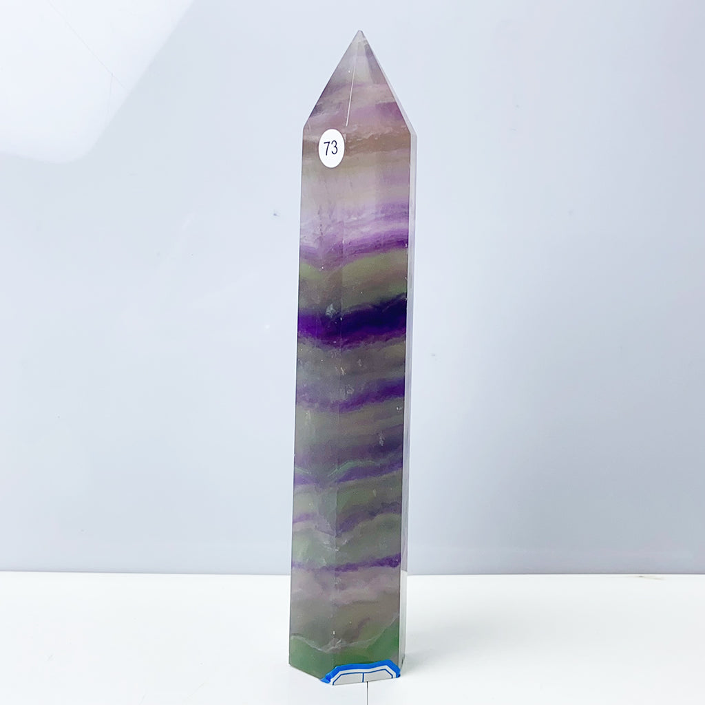 Silk Fluorite Tower Reiki Crystal Healing Energy Gemstone Quartz Home Ornaments