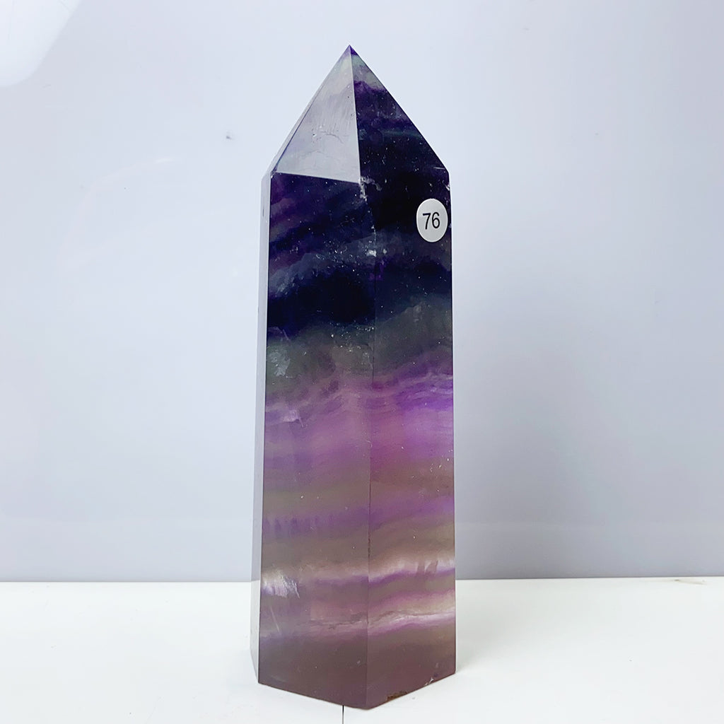 Silk Fluorite Tower Reiki Crystal Healing Energy Gemstone Quartz Home Ornaments