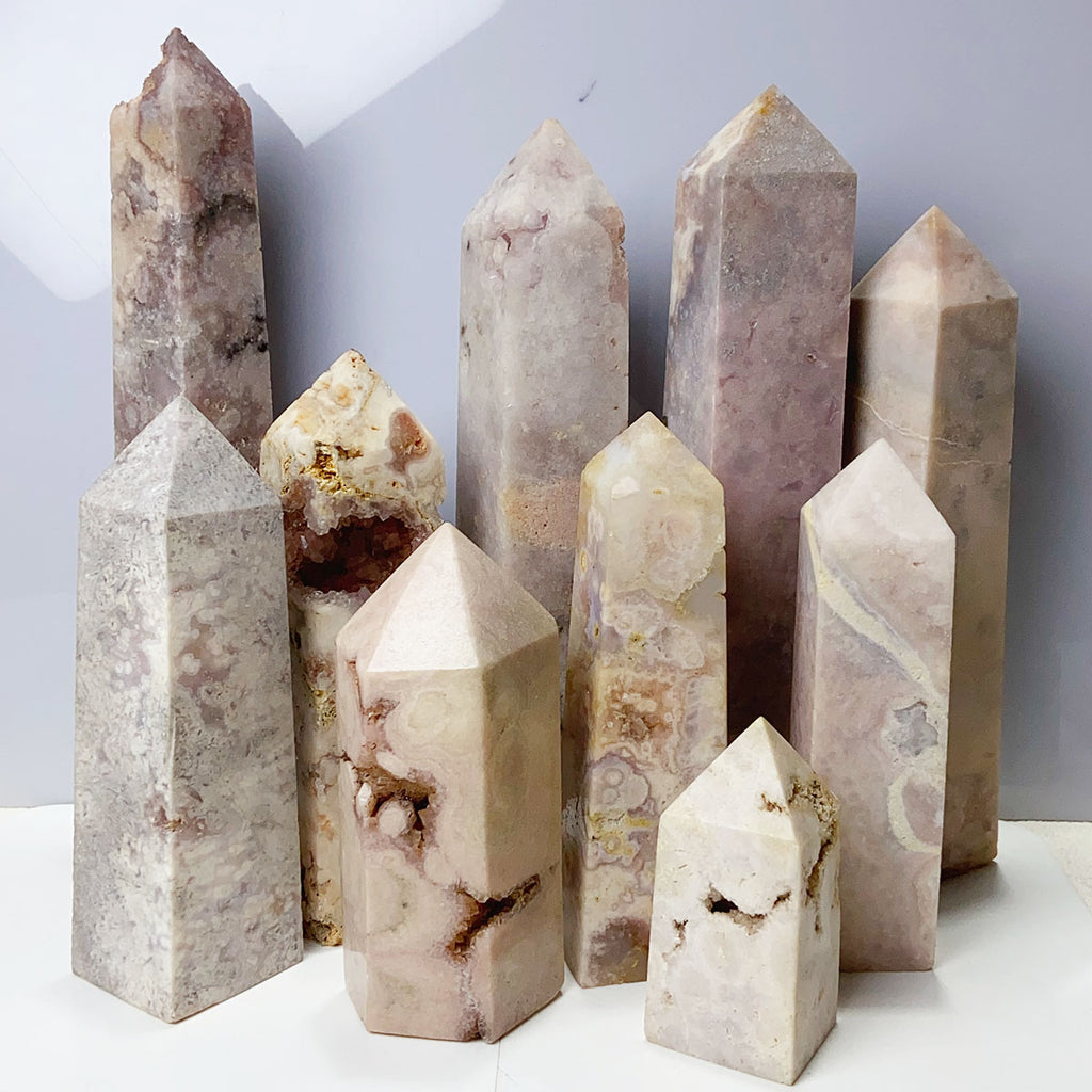 Pink Amethyst Tower Reiki Crystal Healing Stone Feng Shui Fashion Home Ornament