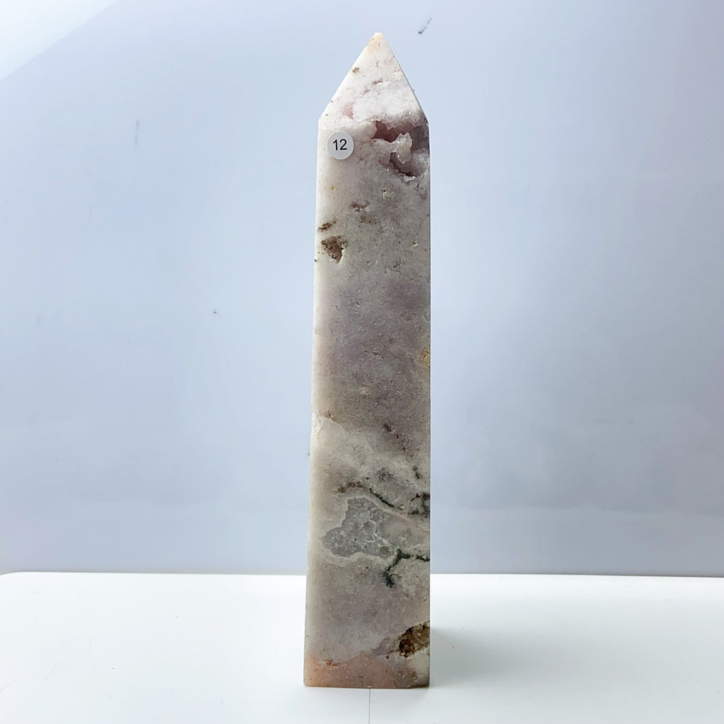 Pink Amethyst Tower Reiki Crystal Healing Stone Feng Shui Fashion Home Ornament