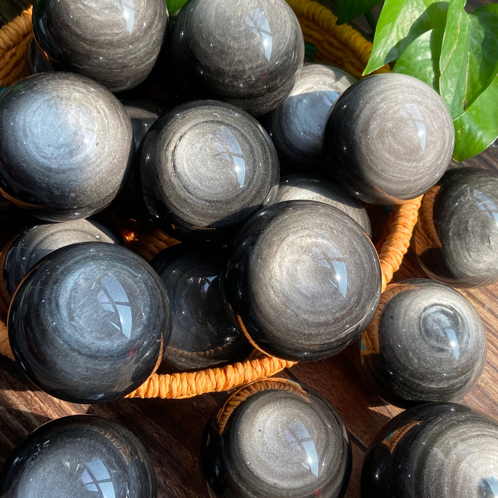 High Quality Silver Obsidian Spheres