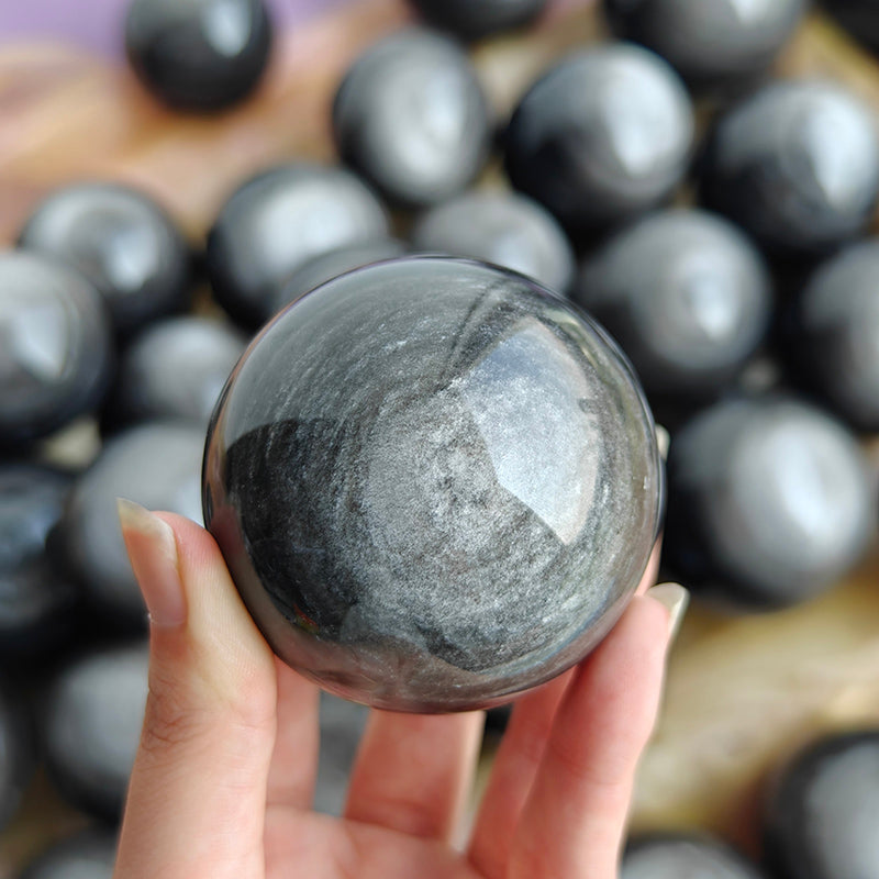 High Quality Silver Obsidian Spheres