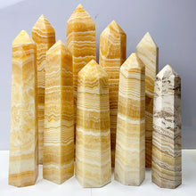 Load image into Gallery viewer, Orange Calcite Tower Crystal Obelisk Healing Energy Stone Yellow Quartz Home Decoration