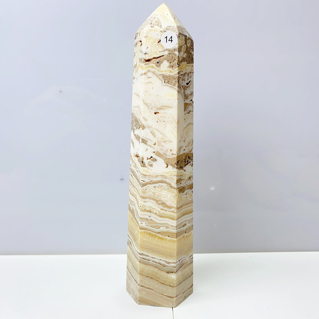 Orange Calcite Tower Crystal Obelisk Healing Energy Stone Yellow Quartz Home Decoration