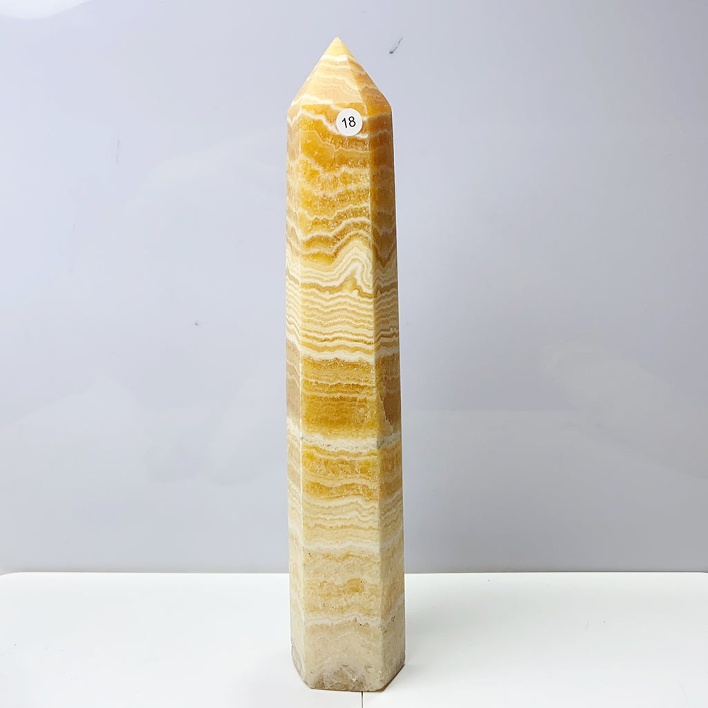 Orange Calcite Tower Crystal Obelisk Healing Energy Stone Yellow Quartz Home Decoration