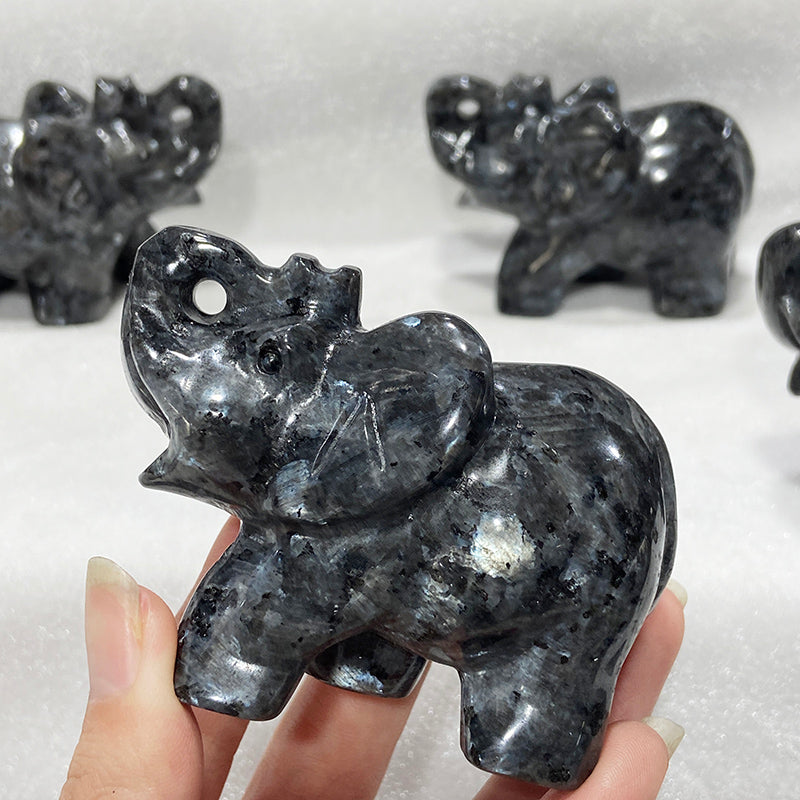 Natural Larvikite Elephant Carvings Crystal Decoration