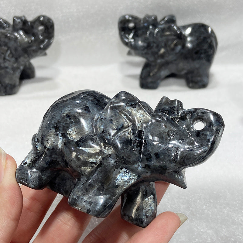 Natural Larvikite Elephant Carvings Crystal Decoration