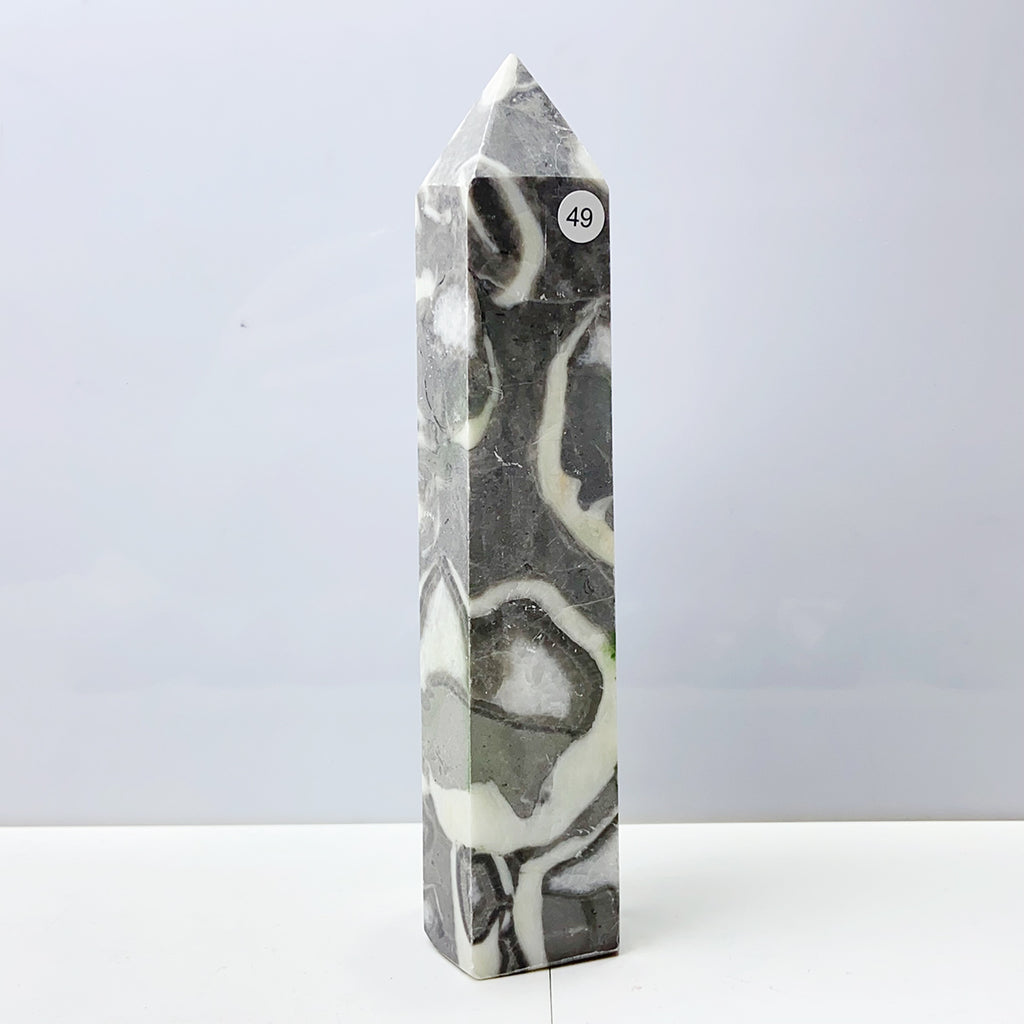 Shell Jasper Tower Hexagonal Prisms Reiki Treatment Home Decoration Meditation Gemtone