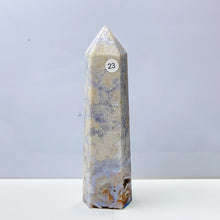 Load image into Gallery viewer, Blue Flower Agate Tower Energy Polished Healing Reiki Stone Home Decorations