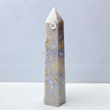 Load image into Gallery viewer, Blue Flower Agate Tower Energy Polished Healing Reiki Stone Home Decorations