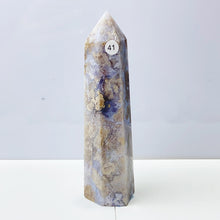 Load image into Gallery viewer, Blue Flower Agate Tower Energy Polished Healing Reiki Stone Home Decorations