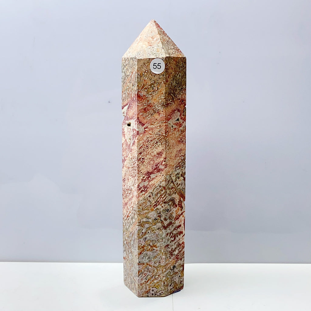 Leopard Skin Wand Tower Reiki Crystal Healing Stones Mineral Home Decoration