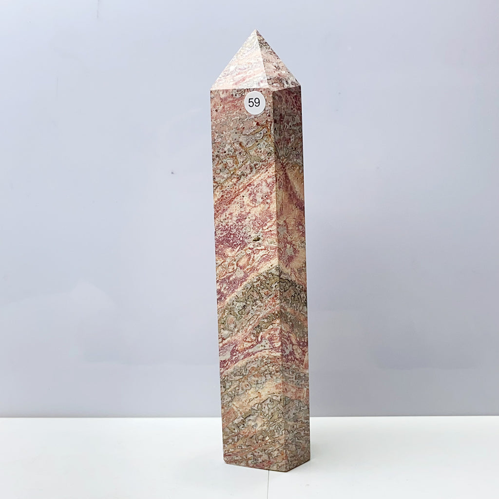 Leopard Skin Wand Tower Reiki Crystal Healing Stones Mineral Home Decoration