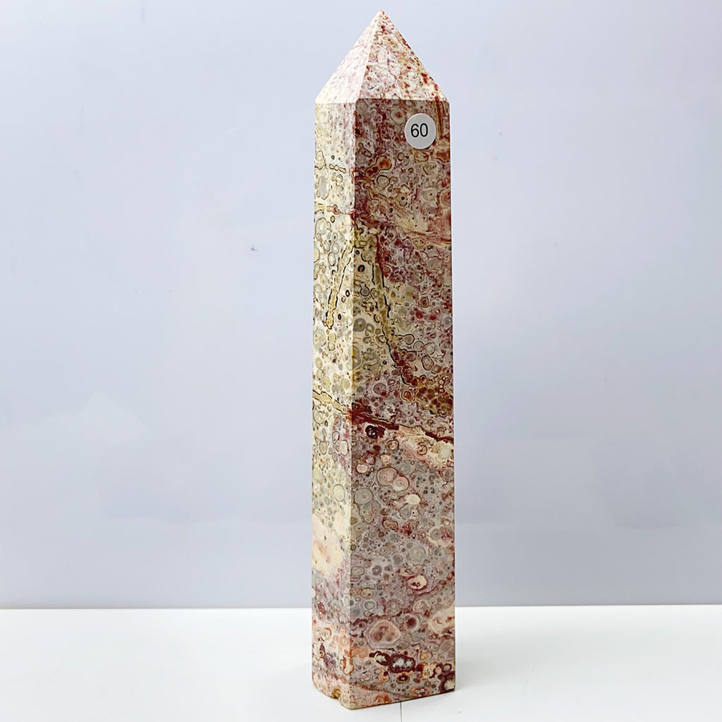 Leopard Skin Wand Tower Reiki Crystal Healing Stones Mineral Home Decoration