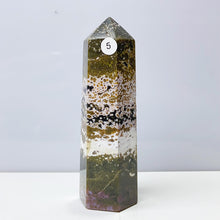 Load image into Gallery viewer, Ocean Jasper Tower Crystal Energy Stone Ornament Reiki Healing Garden Decorations