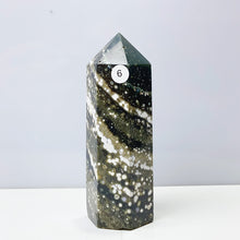 Load image into Gallery viewer, Ocean Jasper Tower Crystal Energy Stone Ornament Reiki Healing Garden Decorations