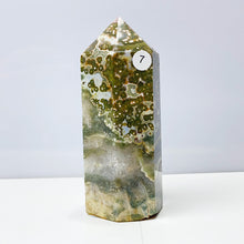 Load image into Gallery viewer, Ocean Jasper Tower Crystal Energy Stone Ornament Reiki Healing Garden Decorations