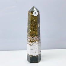 Load image into Gallery viewer, Ocean Jasper Tower Crystal Energy Stone Ornament Reiki Healing Garden Decorations