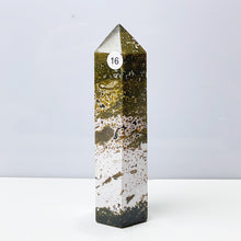 Load image into Gallery viewer, Ocean Jasper Tower Crystal Energy Stone Ornament Reiki Healing Garden Decorations