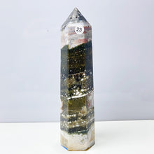 Load image into Gallery viewer, Ocean Jasper Tower Crystal Energy Stone Ornament Reiki Healing Garden Decorations