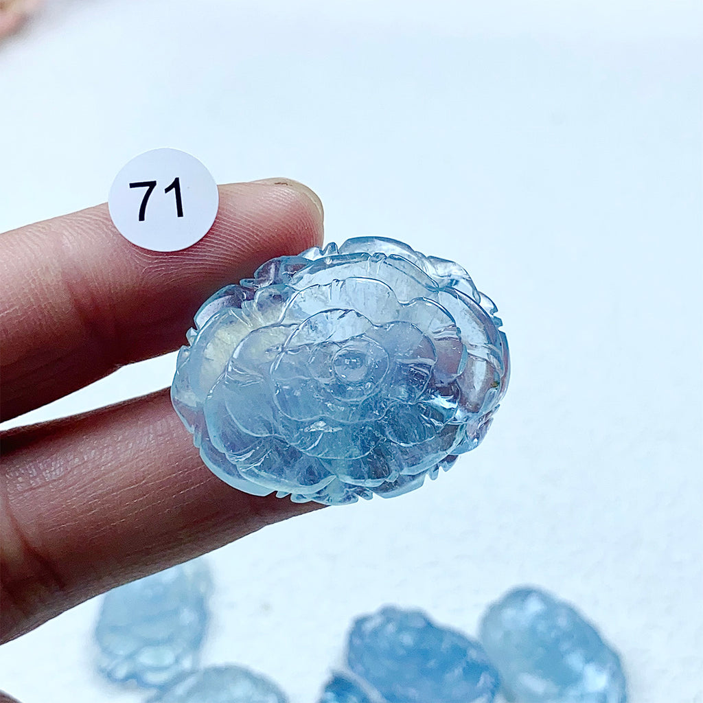 Aquamarine Crystal Carving Butterfly Lotus