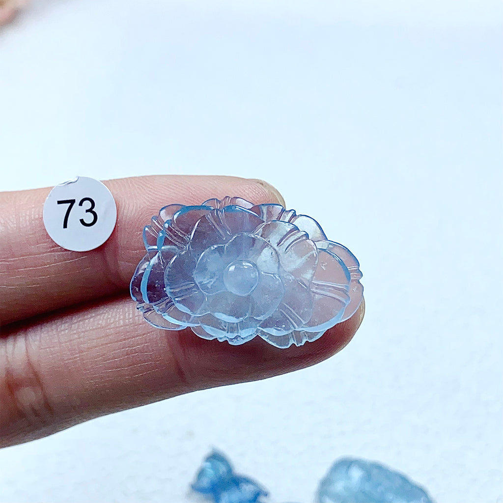 Aquamarine Crystal Carving Butterfly Lotus